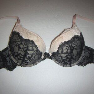 Hers by Herman Black and Light Pink Lace Underwire Push up Bra 34B